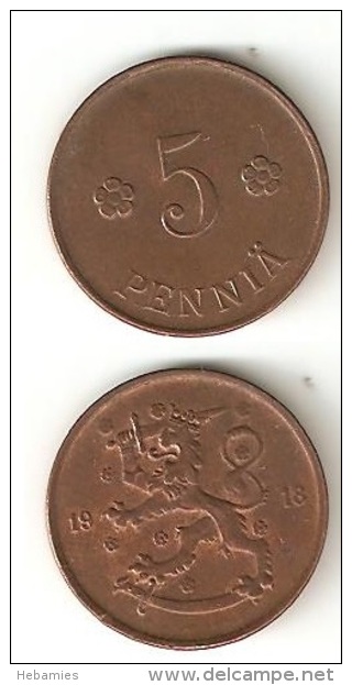 FINLAND - 5 PENNIA 1918 - Republic - - Finland