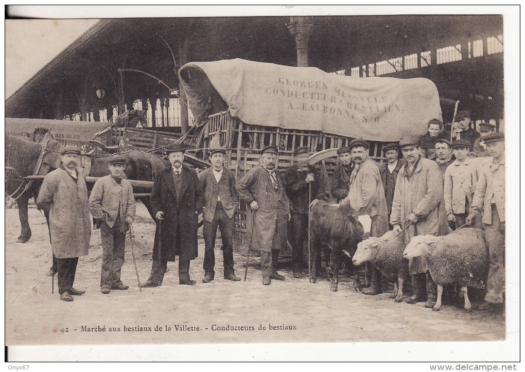 PARIS 19ème - Marché Aux Bestiaux De La Villette - Conducteurs De Bestiaux - Merville à EAUBONNE 95 - Moutons Animaux - Cafés, Hôtels, Restaurants