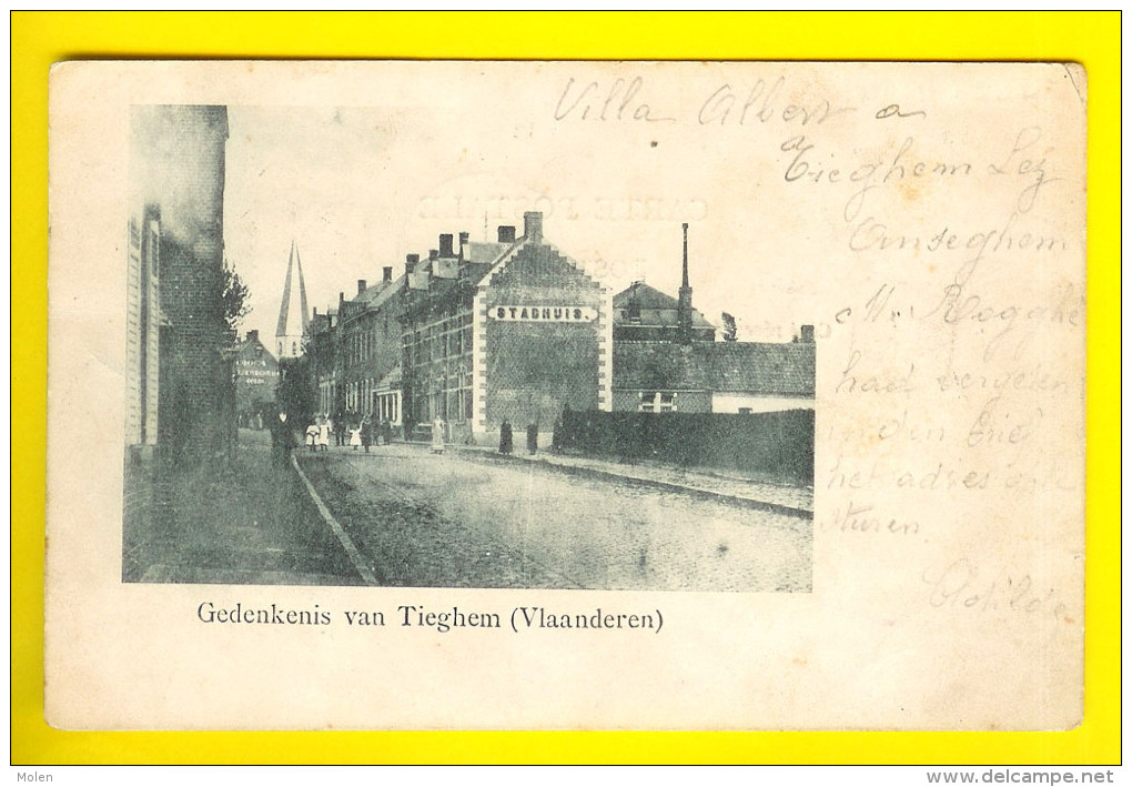 STADHUIS TIEGHEM Verzonden In 1901 VLAANDEREN = TIEGEM  Deelgemeente Van ANZEGEM  2411 - Anzegem