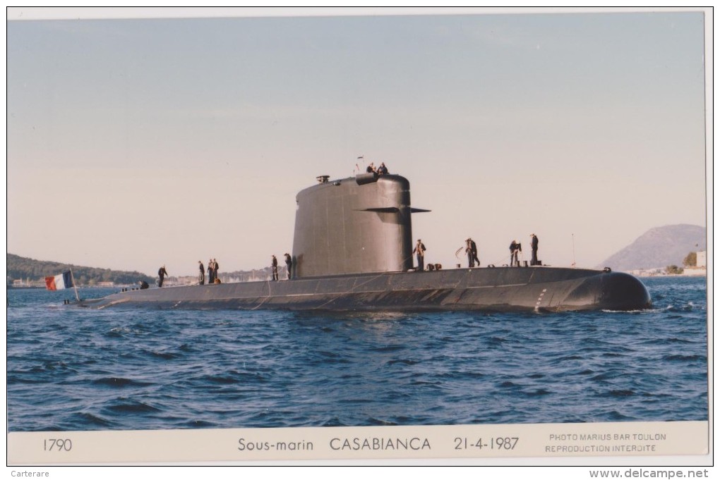 Carte Photo,sous Marin Nucléaire,mis En Service à Toulon En 1987,le CASABLANCA,TYPE RUBIS,MARINE NATIONALE FRANCAISE - Submarinos