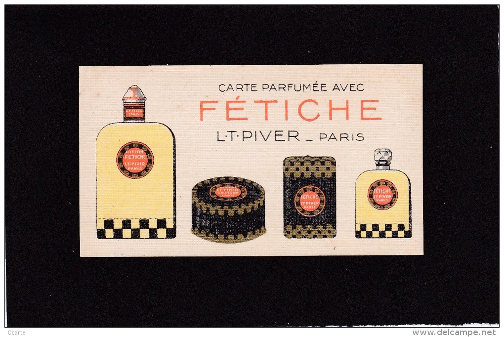 CARTE PARFUMEE ANCIENNE - L.T. PIVER " FETICHE " CALENDRIER  1926  AU DOS AVEC SON PRESENTOIR - Anciennes (jusque 1960)