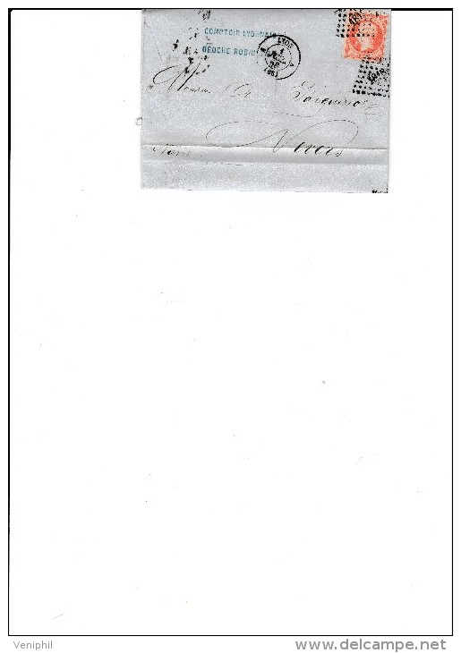 LETTRE AFFRANCHIE N° 16 OBLITERE LOSANGE PETITS CHIFFRES 1818 +CAD LYON -A- LES TERREAUX -1858 - 1849-1876: Klassieke Periode