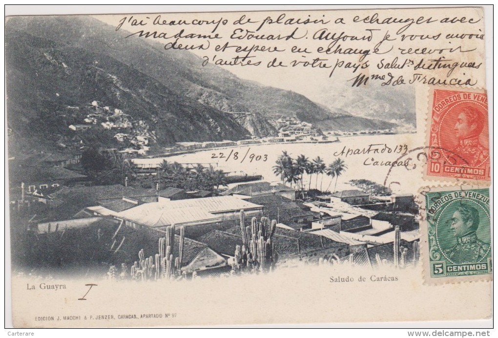 Cpa,venezuela,caracas En 1903,la Guayra,edicion J Macchi Et P Jenzer,rare,amérique - Venezuela