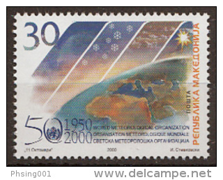 Macedonia 2000 -50 Year Anniversary World Meteorology Organisation, MNH - Macedonia Del Nord