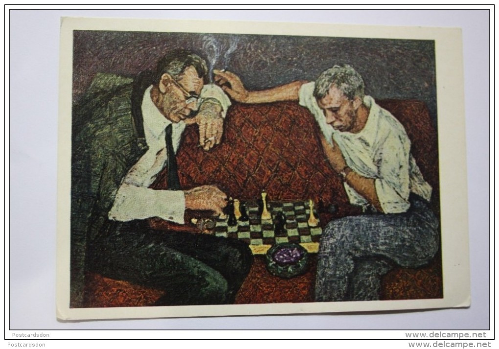 JEU - ECHECS - Weinstein M.I. "Chess". OLD SOVIET Art POSTCARD. 1969 - Chess