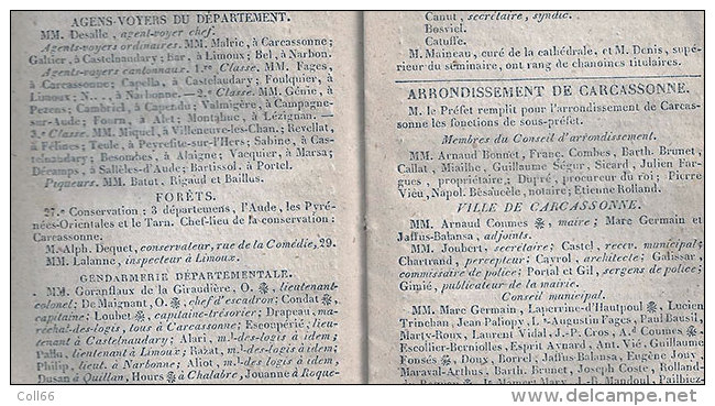 1846 Calendrier Almanach Curieux Utile Et Récréatif Imp Pierre Polere Carcassonne  Foires Aude Du 09 -31-34- 81 & 66 - Petit Format : ...-1900