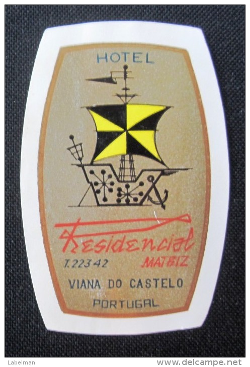 HOTEL PENSAO RESIDENCIAL MATRIZ VIANA DO CASTELO MINI DECAL STICKER LUGGAGE LABEL ETIQUETTE AUFKLEBER PORTUGAL - Hotel Labels