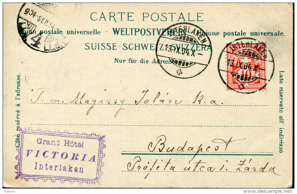 SWITZERLAND KIRCHLEIN BEI GUTTANNEN 1904 POSTCARD GRAND HOTEL VICTORIA CANCEL - Guttannen