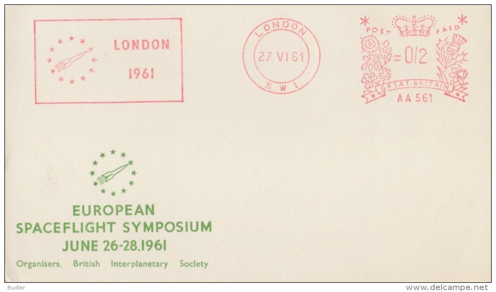 GREAT BRITAIN:1961:Souvenir Card From  ##The EUROPEAN SPACEFLIGHT SYMPOSIUM At LONDON : June 26-28.1961##:SPACE TRAVEL, - Sonstige & Ohne Zuordnung