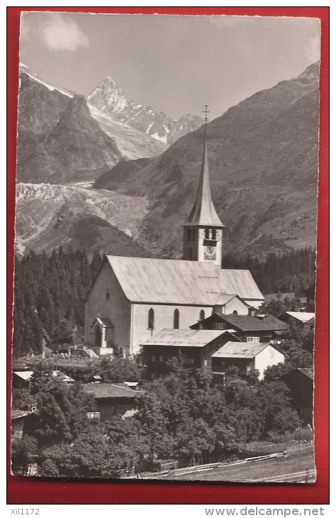 TAL3-12  Kirche Ernen Goms, Finsteraarhorn Und Fieschergletscher. Gelaufen In 1965. Klopfenstein 11323 - Ernen