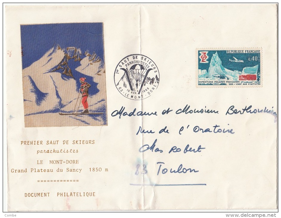 1968 LETTRE LE MONT D'OR. SAUT DE SKIEURS PARACHUTISTES/ 3360 - Parachutisme