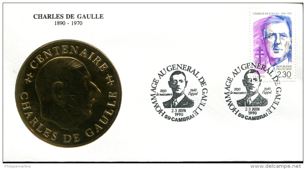 Centenaire De La Naissance De Charles De Gaulle - Cambrai (59) Du 2-3 Juin 1990 - 1990-1999