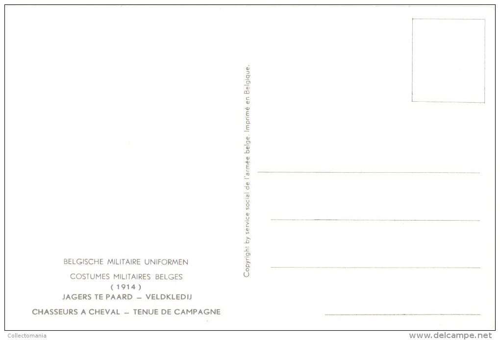 17 Cartes Postales ARMEE Belge COSTUMES 15cmX10cm J. DEMART  Ill. 1950 UNIFORMES MILITAIRES Tres Bonne état PHOBEL Brux. - Uniformen