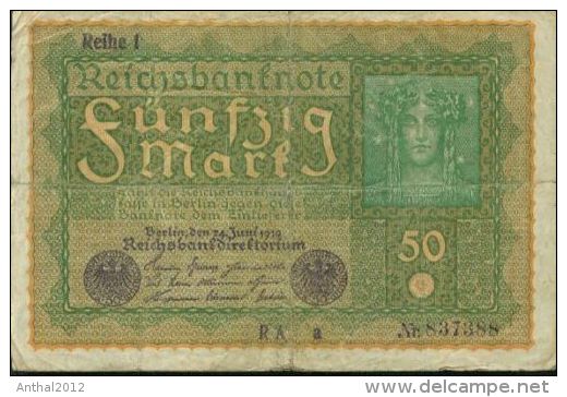 Reichsbanknote, 50 Mark, Reihe 1, 1919 Nr. 837388 RA A - 50 Mark