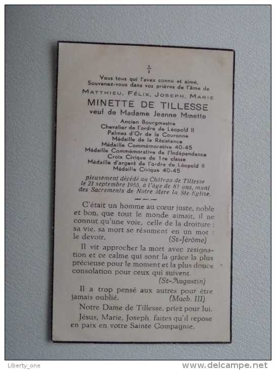 DP Minette De TILLESSE ( Jeanne M ) Château De Tillesse 21 Sept 1955 à L'age De 82 Ans ( Zie Foto´s Voor Details ) ! - Religione & Esoterismo