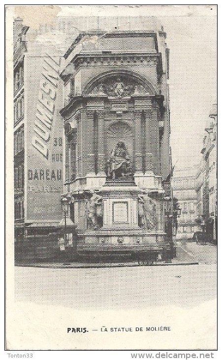 PARIS - 75 -  CPA DOS SIMPLE De La Statue De MOLIERE -    - ENCH11  - - Statues