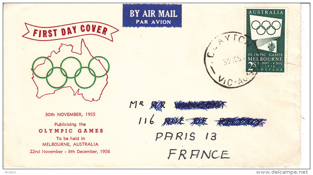 Jeux Olympiques Melbourne 1956, Fdc Australie - Summer 1956: Melbourne