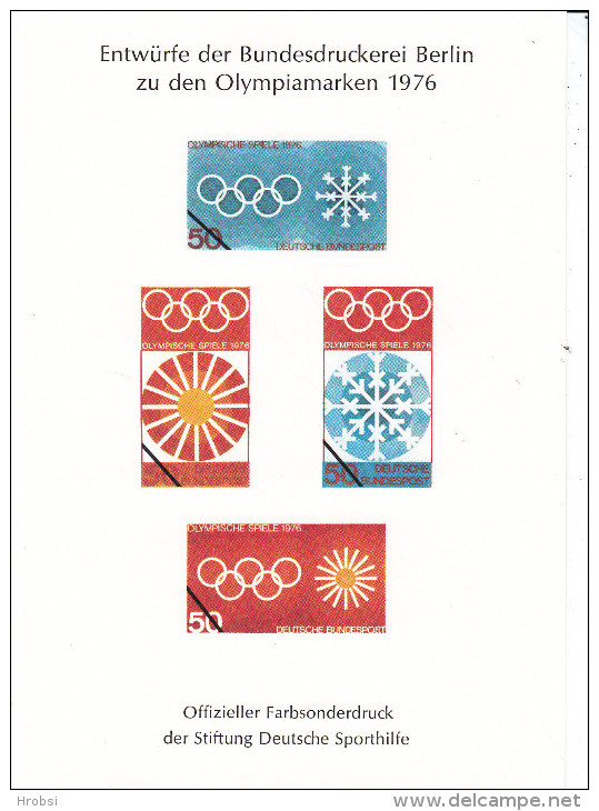 Jeux Olympiques 1976, Document Feuillet Projet Allemagne Berlin - Winter 1976: Innsbruck