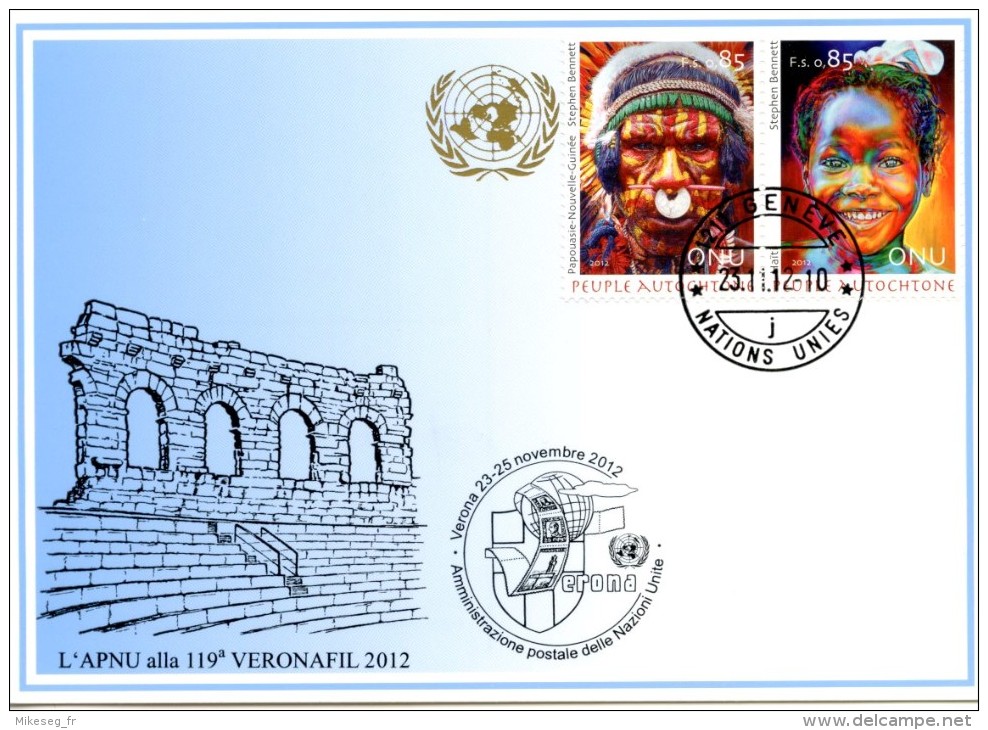 ONU Genève 2012 - Blue Card VéronaPhil 23-25 11 12 - Peuple Autochtone - Cartes-maximum