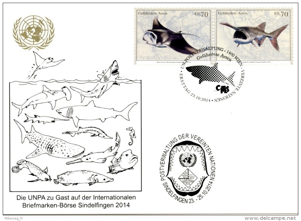 ONU Vienne 2014 - Sindelfingen 23-25 10 2014 "Gefährdete Arten" - Cartes-maximum