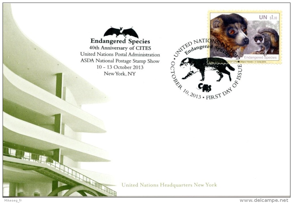 ONU New-York 2013 - Show Card ASDA 10-13 October 2013 - 40th Anniv. CITES - Lémurien - Maximum Cards