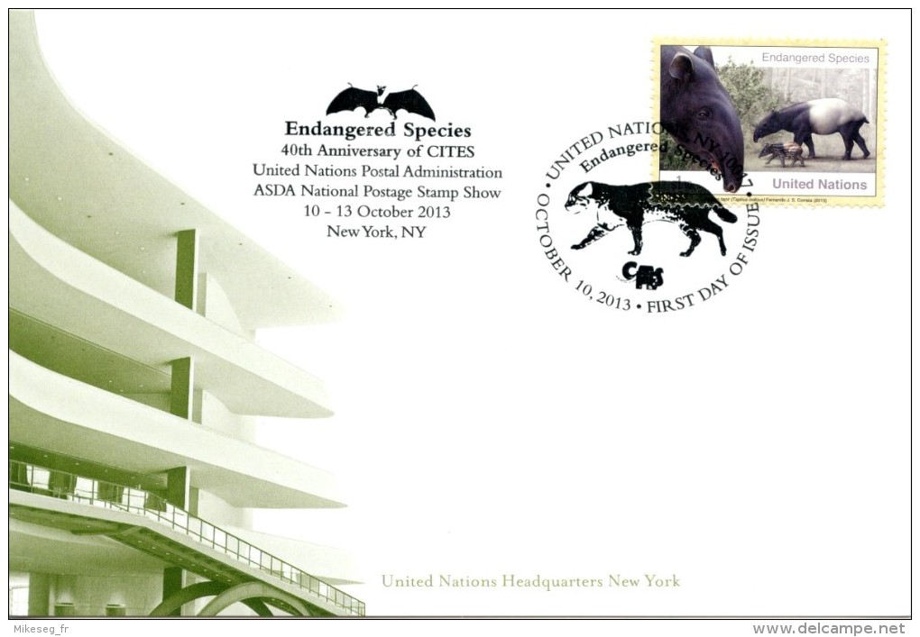 ONU New-York 2013 - Show Card ASDA 10-13 October 2013 - 40th Anniv. CITES - Tapir - Maximum Cards