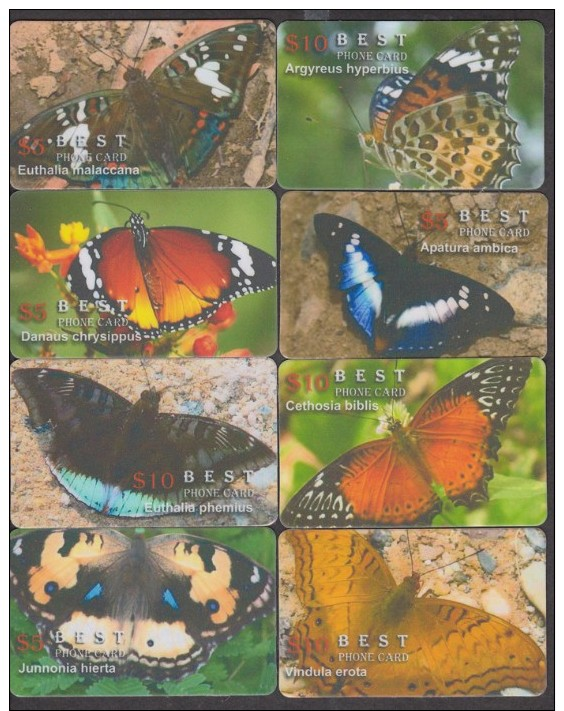 BUTTERFLIES 8 CARDS  FULL SET - Farfalle