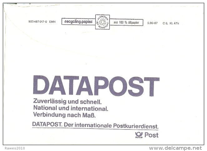 BRD Hamburg Postsache Deutsche Bundespost Postgiroamt RS: Datapost Der Internationale Postkurierdienst - Sonstige & Ohne Zuordnung