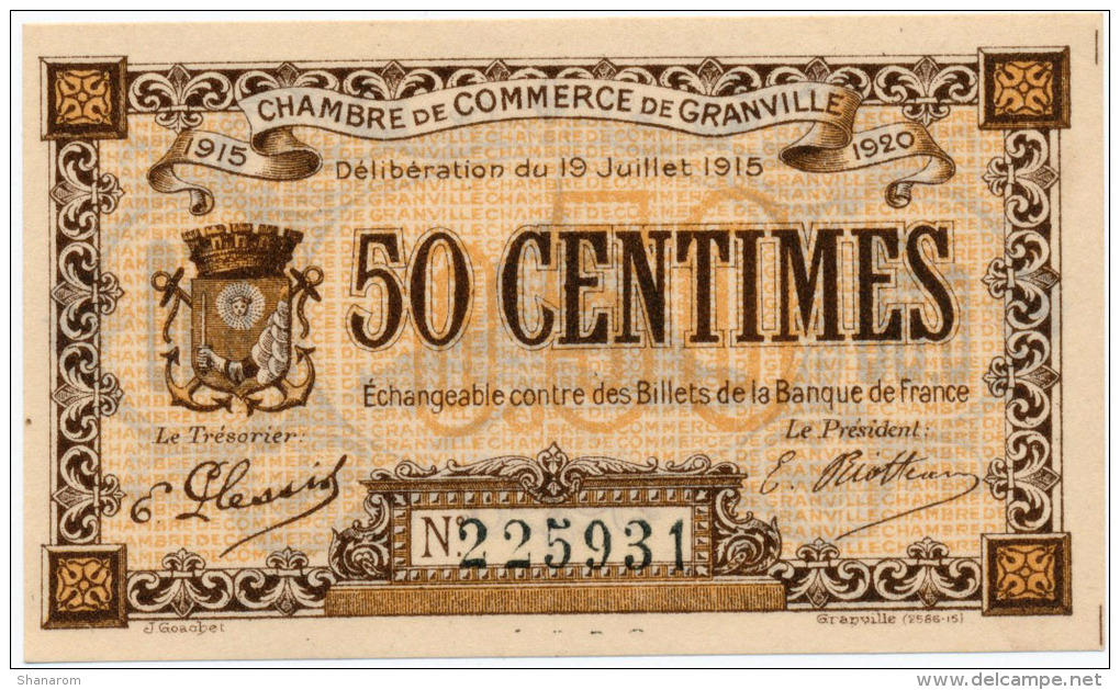 1914-1918 // C.D.C.//  Granville // Cinquante Centimes - Chambre De Commerce