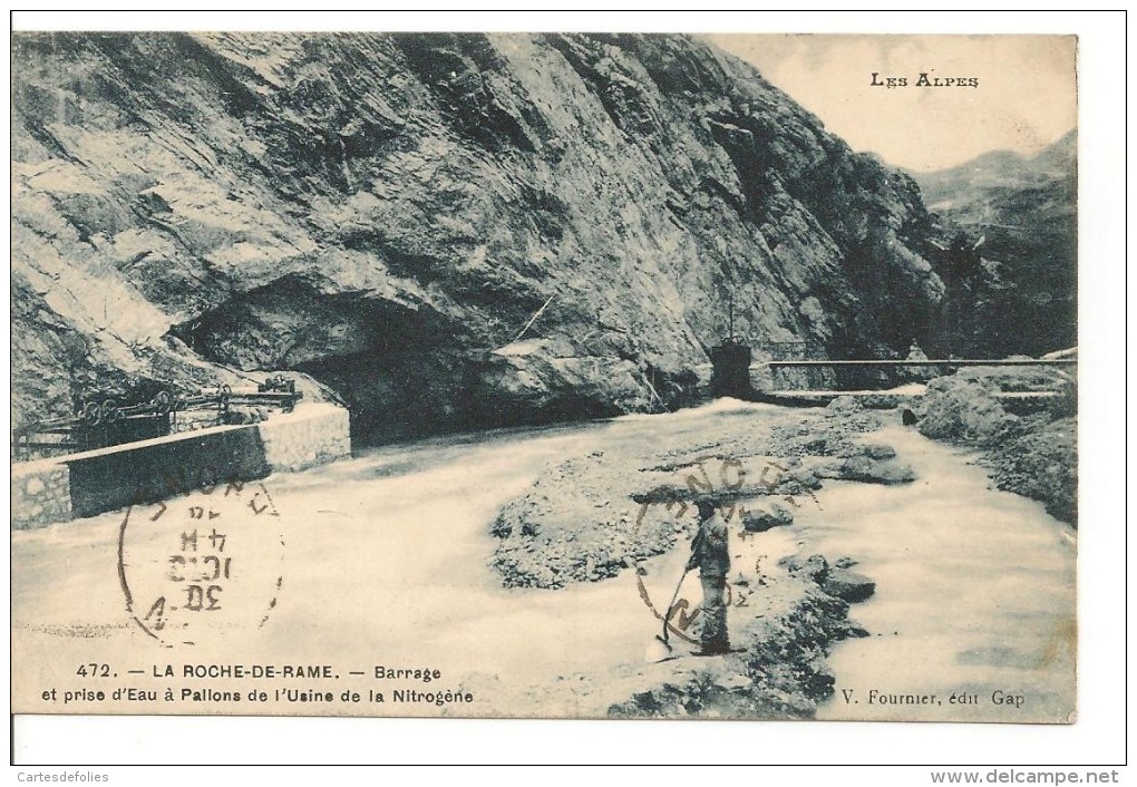 CARTE ANIMÉE. CPA. D05.LA ROCHE DE RAME. BARRAGE ET PRISE D´EAU A PALLONS DE L´USINE DE LA NITROGÈNE. V. FOURNIER - Other & Unclassified