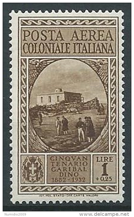 1932 EMISSIONI GENERALI POSTA AEREA GARIBALDI 1 LIRA MNH ** - K005 - Amtliche Ausgaben