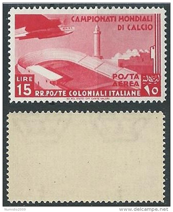 1934 EMISSIONI GENERALI POSTA AEREA MONDIALI DI CALCIO 15 LIRE MNH ** - K007 - General Issues