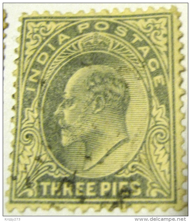 India 1902 King Edward VII 3p - Used - 1902-11 King Edward VII