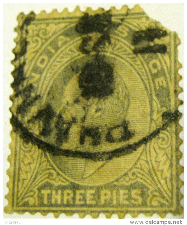 India 1902 King Edward VII 3p - Used - 1902-11  Edward VII