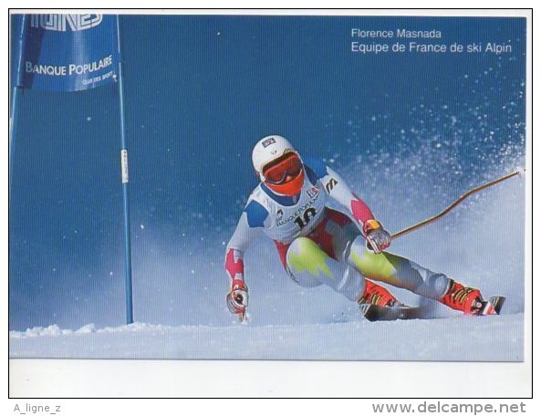 REF 208 CPM Freecard Type Cart'com Ski Alpin Florence Masneda - Autres & Non Classés