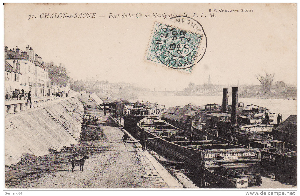 CPA - CHALON-SUR-SAONE (71) - Port De La Cie De Navigation H.P.L.M. - Circulé 1904 (lot 107) - Chalon Sur Saone