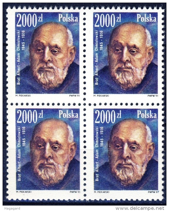 ##Poland 1991. Adam Chmielowski. Bloc Of 4. Michel 3317. MNH(**) - Neufs