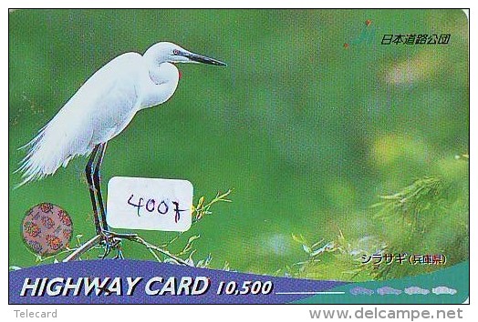 Télécarte Japon  OISEAU * GRUE En VOL *  CRANE BIRD  * VOGEL (4007) PHONECARD JAPAN * TELEFONKARTE KRANICH - Other & Unclassified