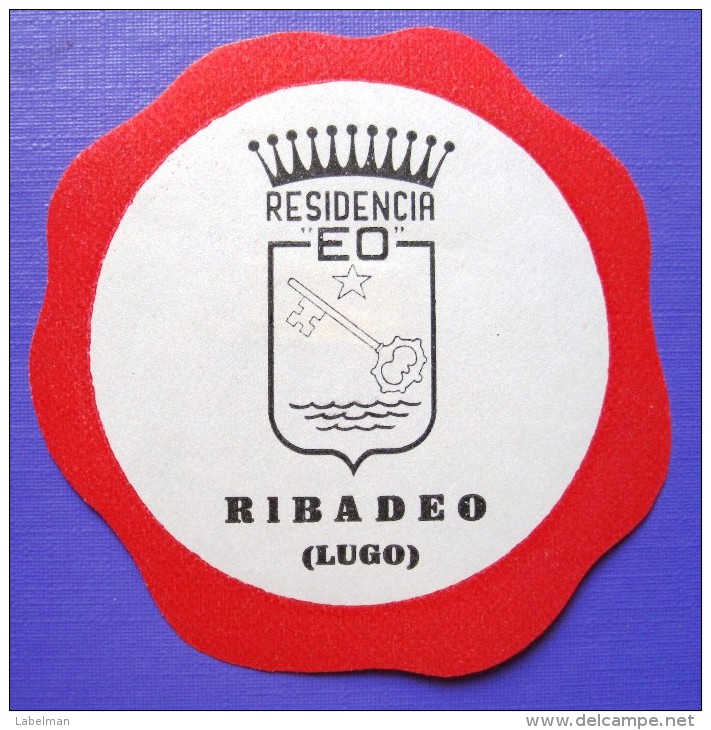 HOTEL RESIDENCIA HOSTAL ALBERGO RIBADEO LUGO SPAIN TAG ETIQUETA LUGGAGE LABEL ETIQUETTE AUFKLEBER DECAL STICKER MADRID - Etiquettes D'hotels