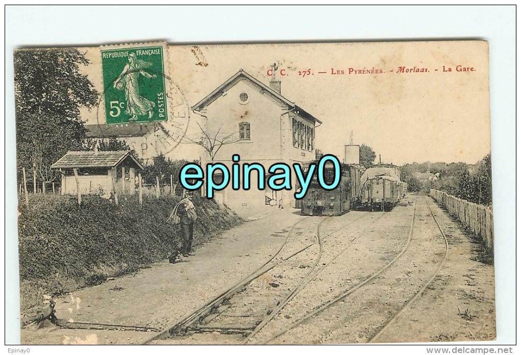 B - 64 - MORLAAS - La Gare Avec Son Train  - éditeur C C - Morlaas