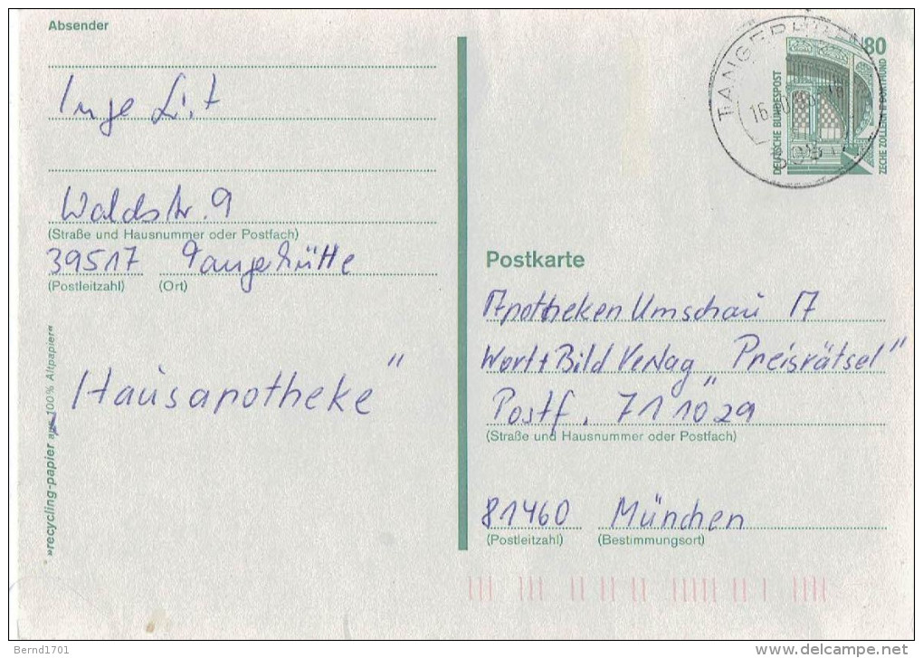 Germany - Postkarte Echt Gelaufen / Postcard Used (K867) - Cartes Postales - Oblitérées