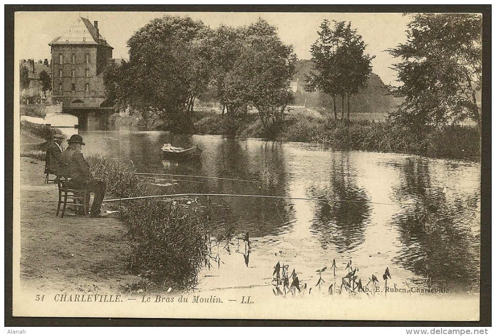 CHARLEVILLE Pêcheurs Au Bras Du Moulin (Ruben LL) Ardennes (08) - Charleville