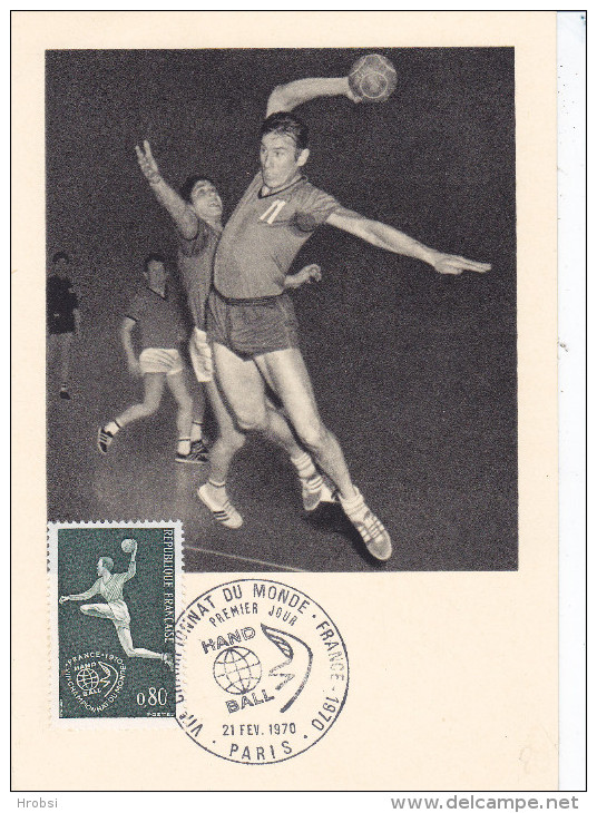 Sports Hand-Ball, Carte Maximum France 1970 Paris, Championnat Du Monde - Handball