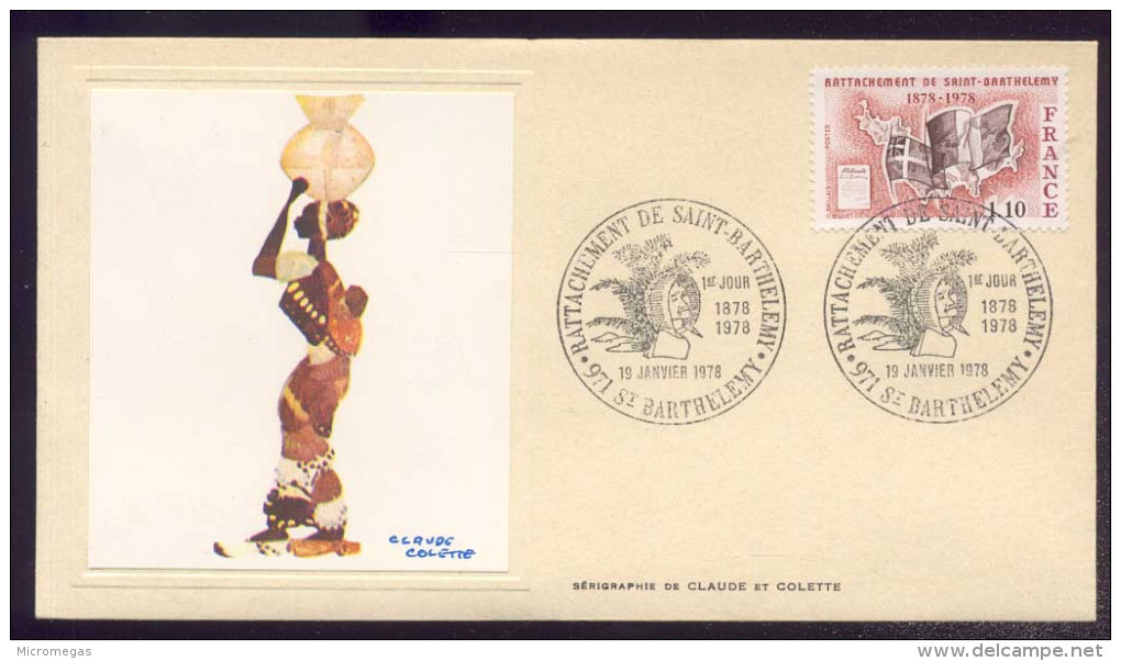 FDC Premier Jour - Le Rattachement De Saint-Barthélémy - 1978 - 1970-1979