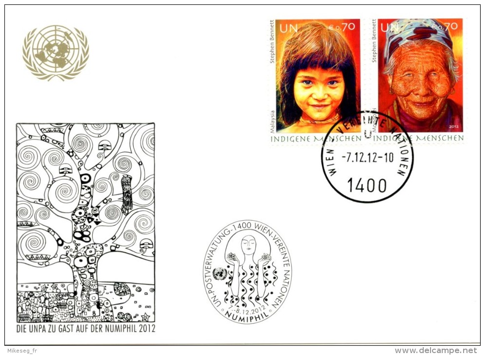 ONU Vienne 2012  - White Card Numiphil 7-8 12 2012 "Indigene Menschen" - Cartes-maximum