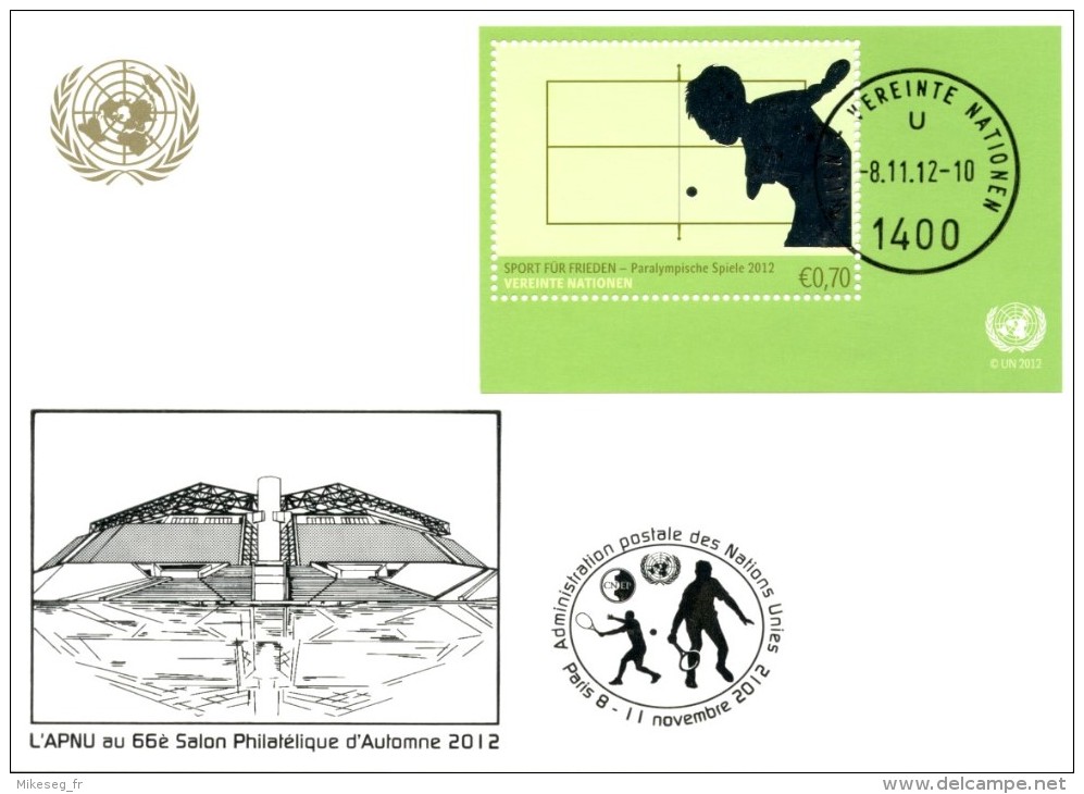 ONU Vienne 2012  - White Card Paris 8-11 Novembre 2012 "Sport Für Frieden" - Cartes-maximum