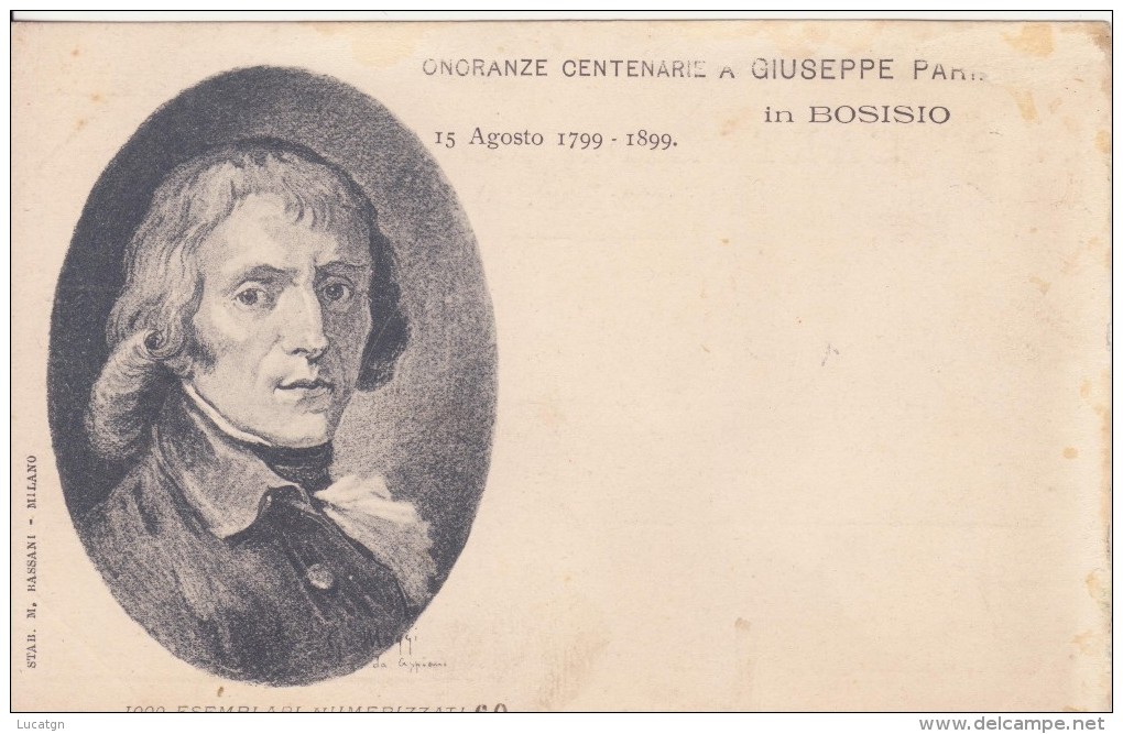 Bosisio Onoranze Centenarie A  Giuseppe Parini. 1799-1899 - Scrittori
