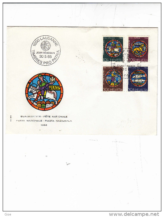 SVIZZERA  1968 - Yvert 807/10 - FDC -  Annullo Speciale  - Festa Nazionale - Vetri & Vetrate