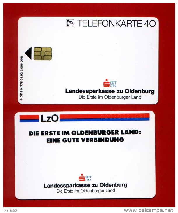 GERMANY: K-775 03/92  "Landessparkasse Zu Oldenburg" Rare (2.000ex) Used - K-Series: Kundenserie