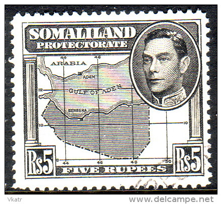 Somaliland Protectorate 1938 SG #104 5r VF Used Map CV £55 - Somalilandia (Protectorado ...-1959)